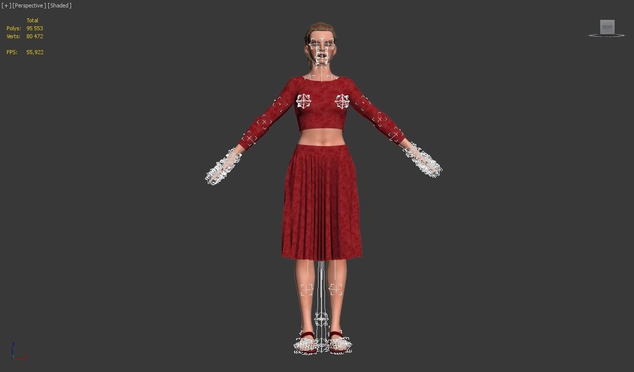 3d realistic girl with clothing skirt 3D model_14
