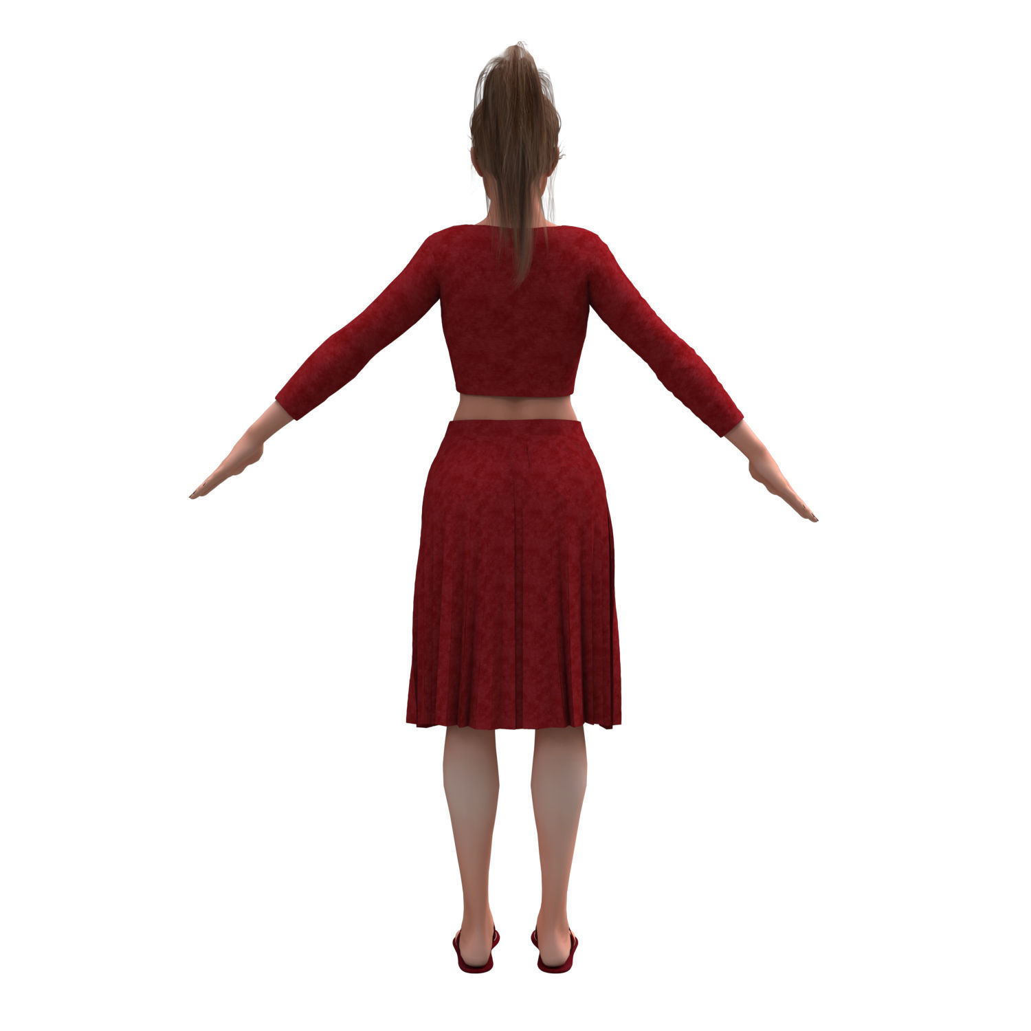 3d realistic girl with clothing skirt 3D model_6