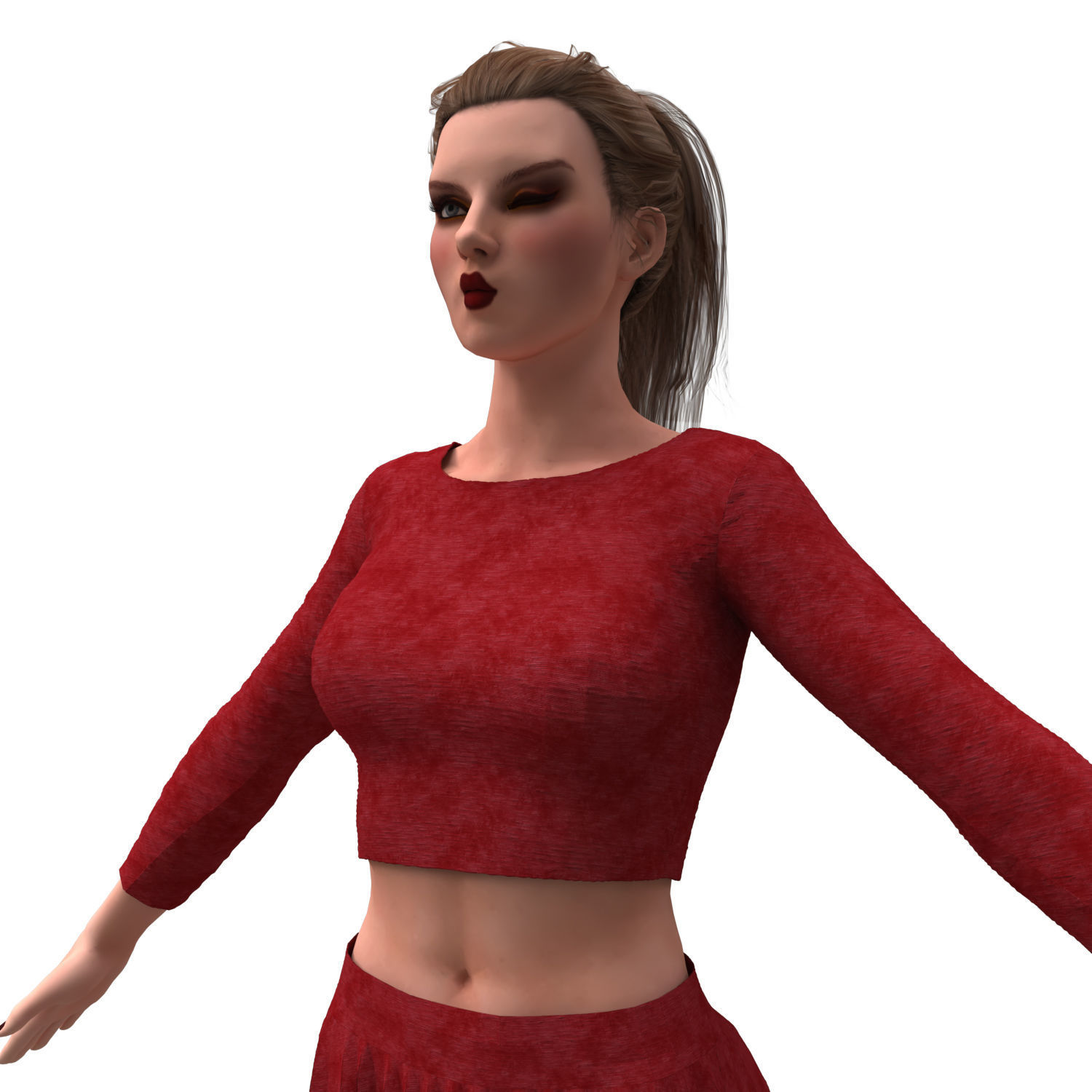 3d realistic girl with clothing skirt 3D model_11