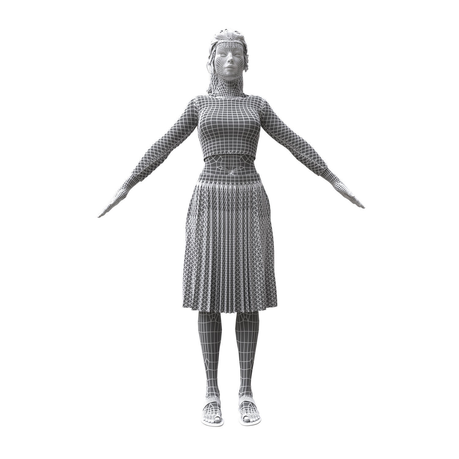 3d realistic girl with clothing skirt 3D model_12