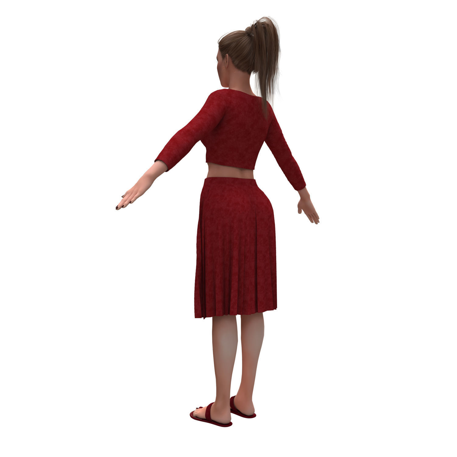 3d realistic girl with clothing skirt 3D model_5