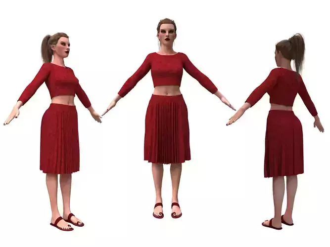 3d realistic girl  with clothing  skirt  3D model