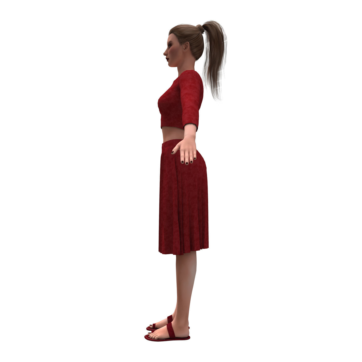 3d realistic girl with clothing skirt 3D model_4