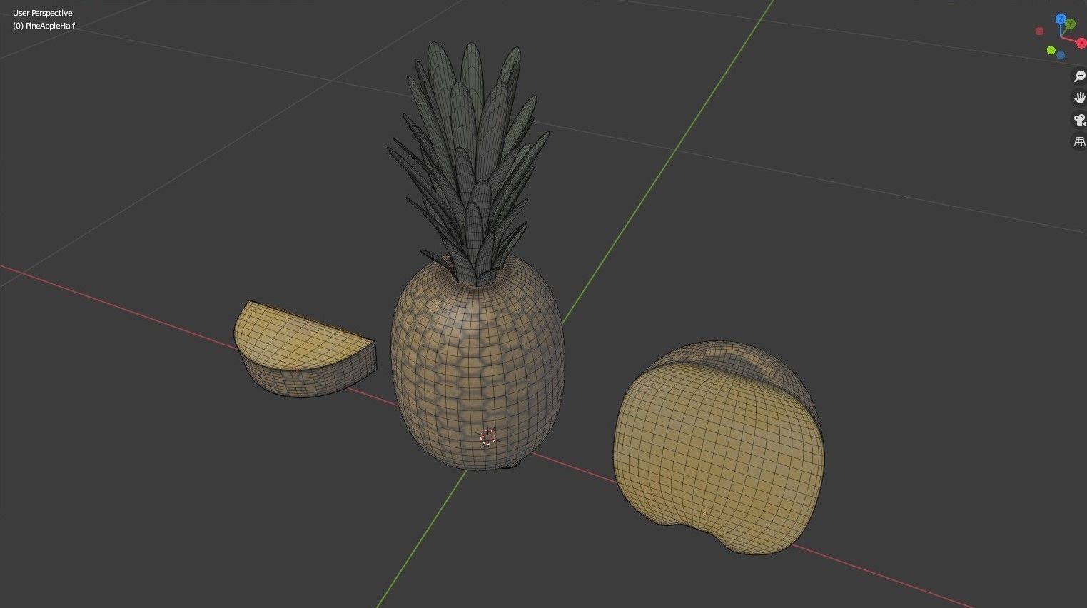 Pineapple three pineapples on grassy area Low-poly 3D model_8