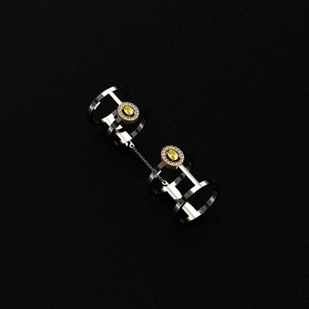 Rings two gold with sapphires 3D print model_8