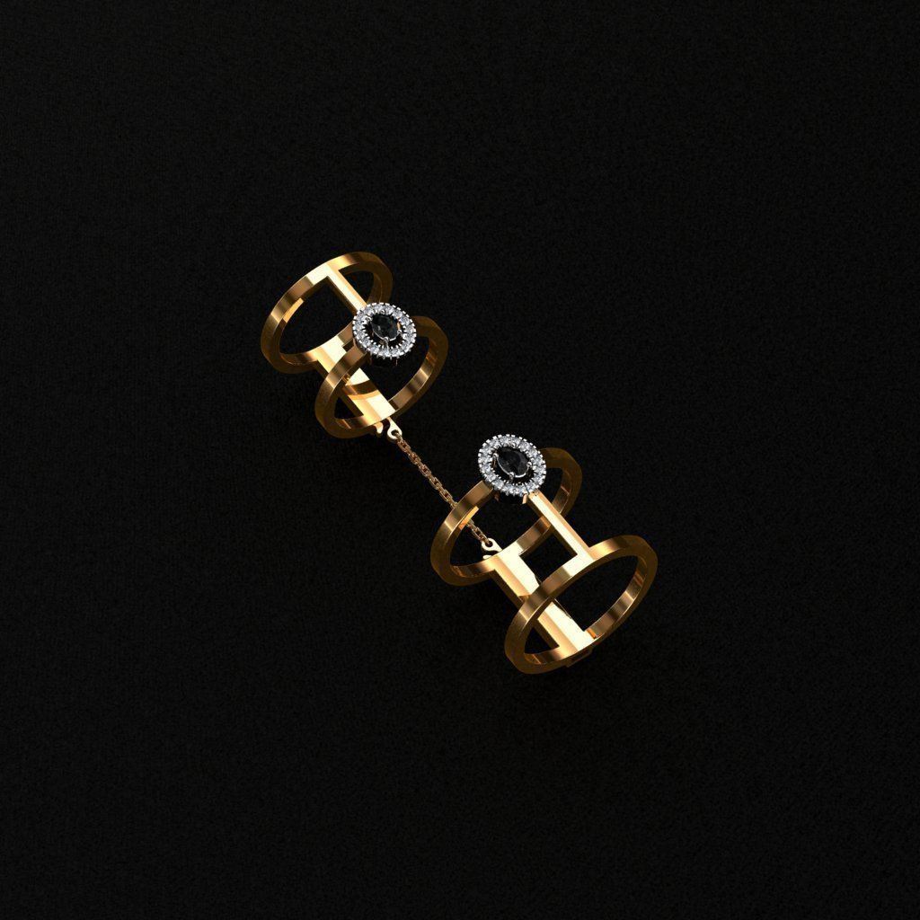 Rings two gold with sapphires 3D print model_7