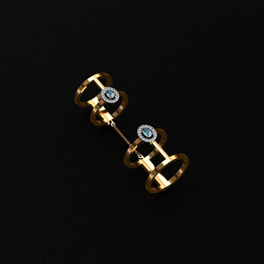 Rings two gold with sapphires 3D print model_5