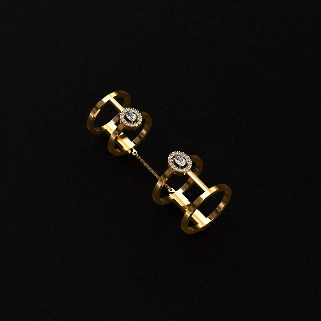 Rings two gold with sapphires 3D print model_0