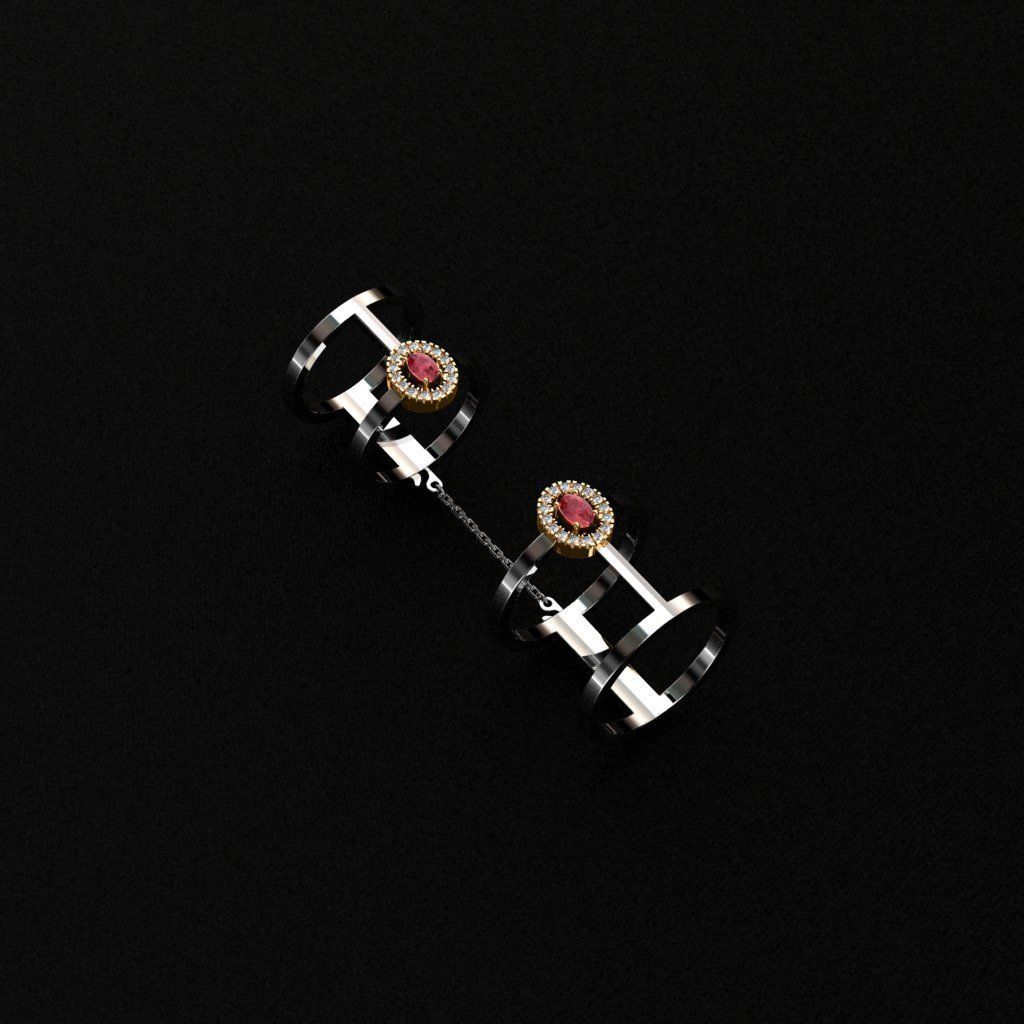 Rings two gold with sapphires 3D print model_9