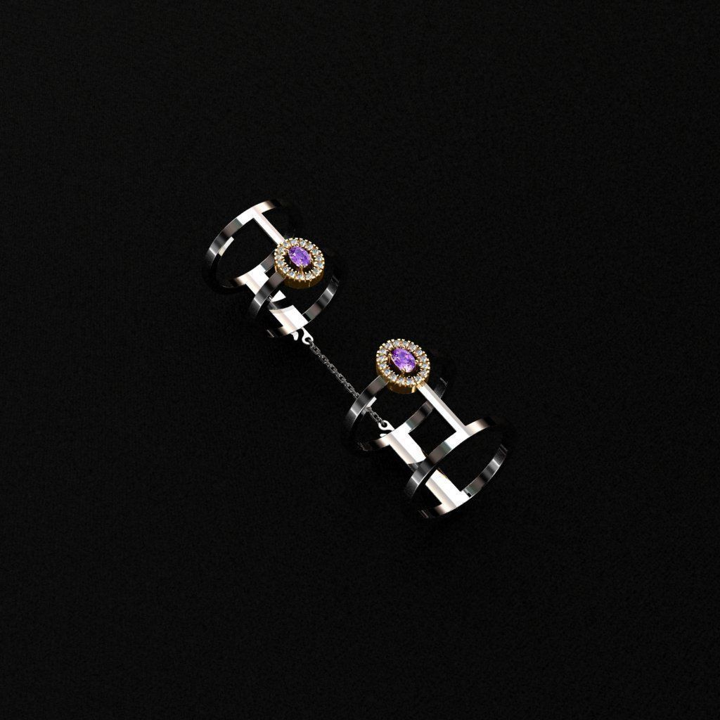 Rings two gold with sapphires 3D print model_10