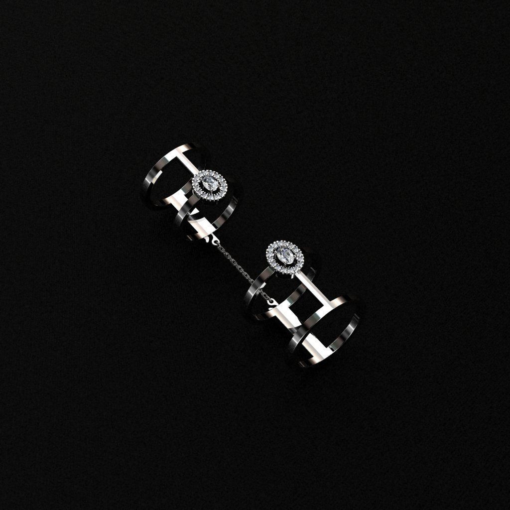 Rings two gold with sapphires 3D print model_1