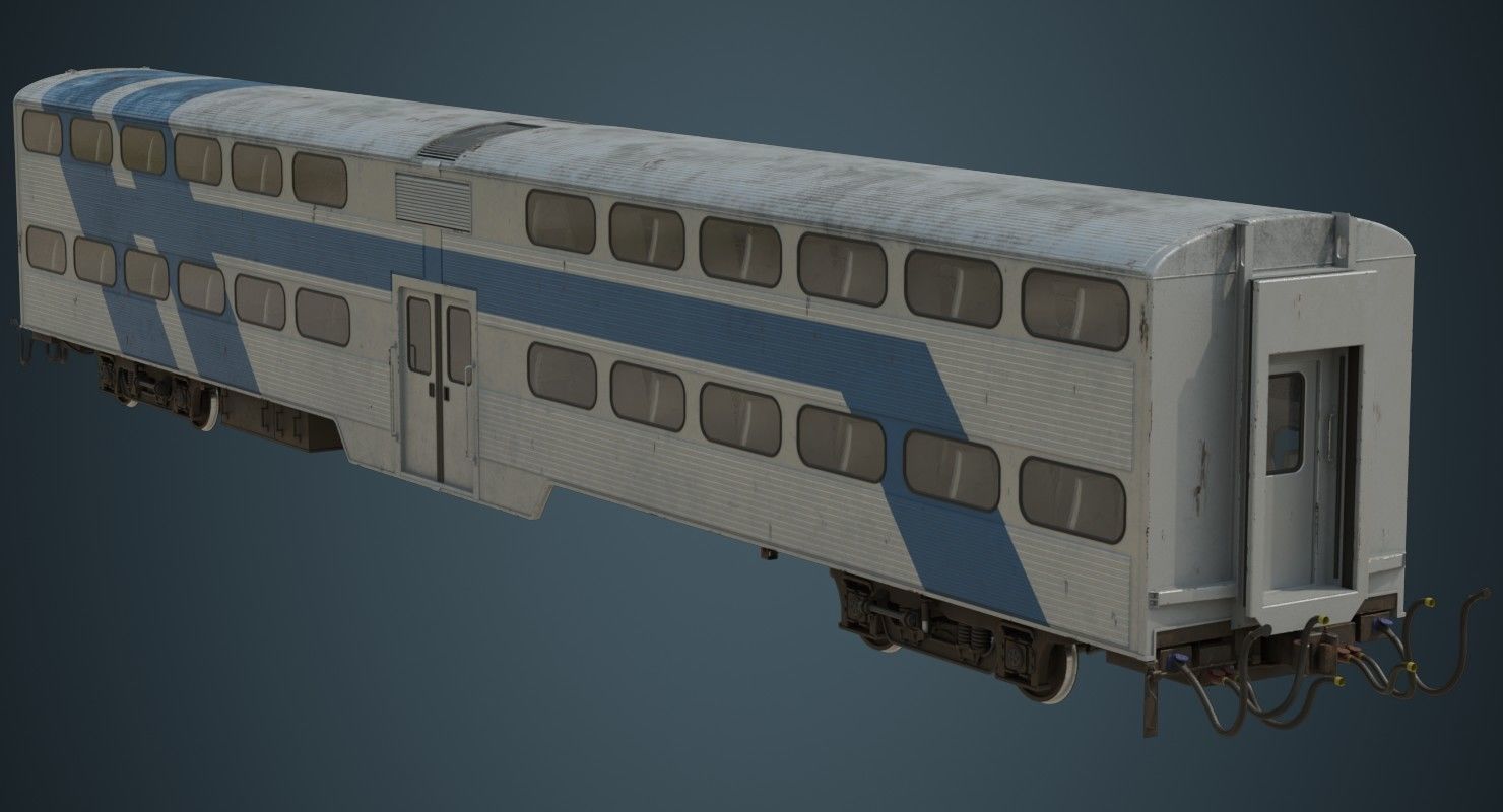 Railcar 1B Low-poly 3D model_1