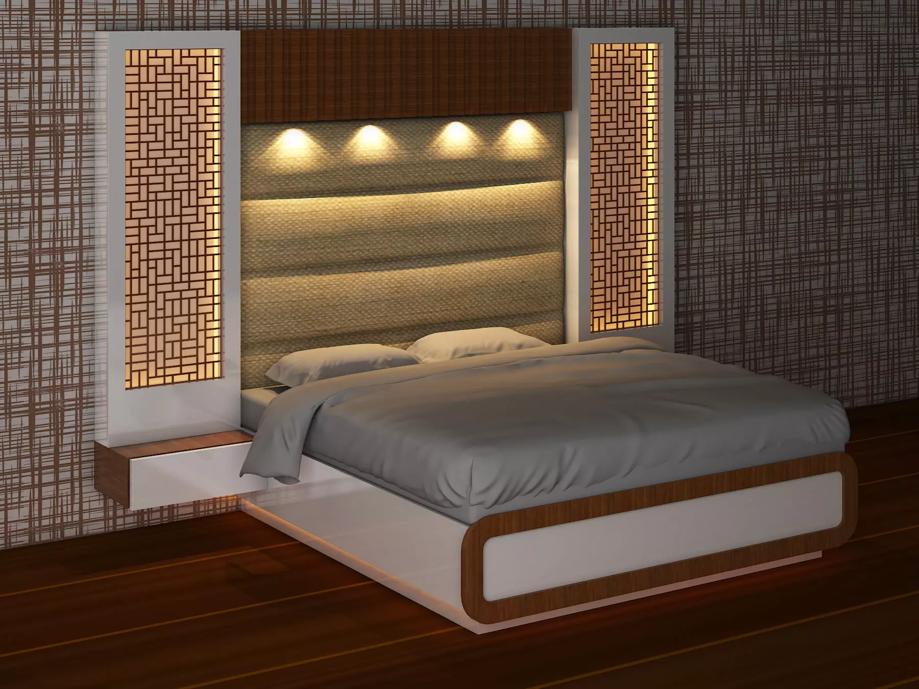 Double bed 3D model_0