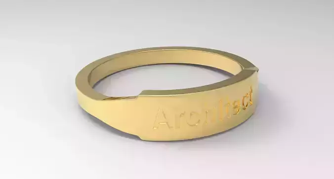 Architect Female Ring Gold 3D print model Architect Female Ring Gold 3D print model