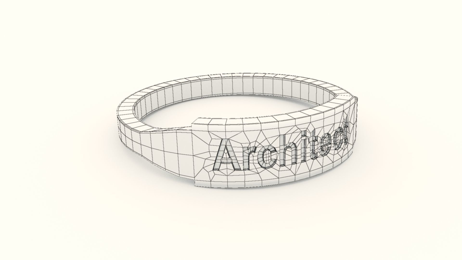 Architect Female Ring Gold 3D print model_11