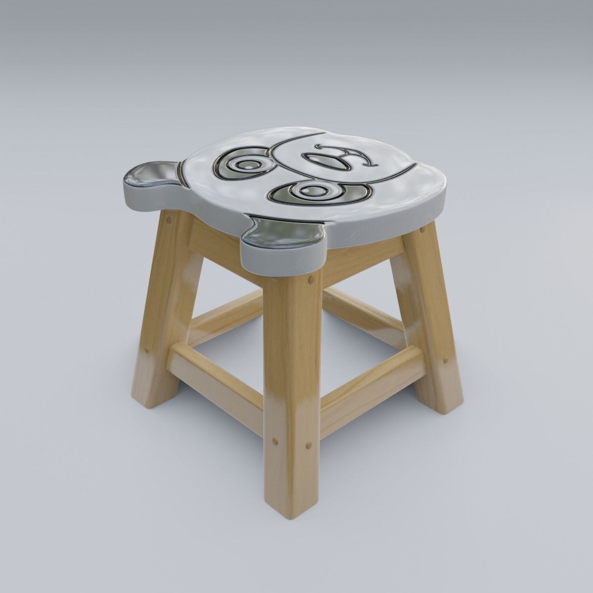 Child Step Stool Panda 3D model_9