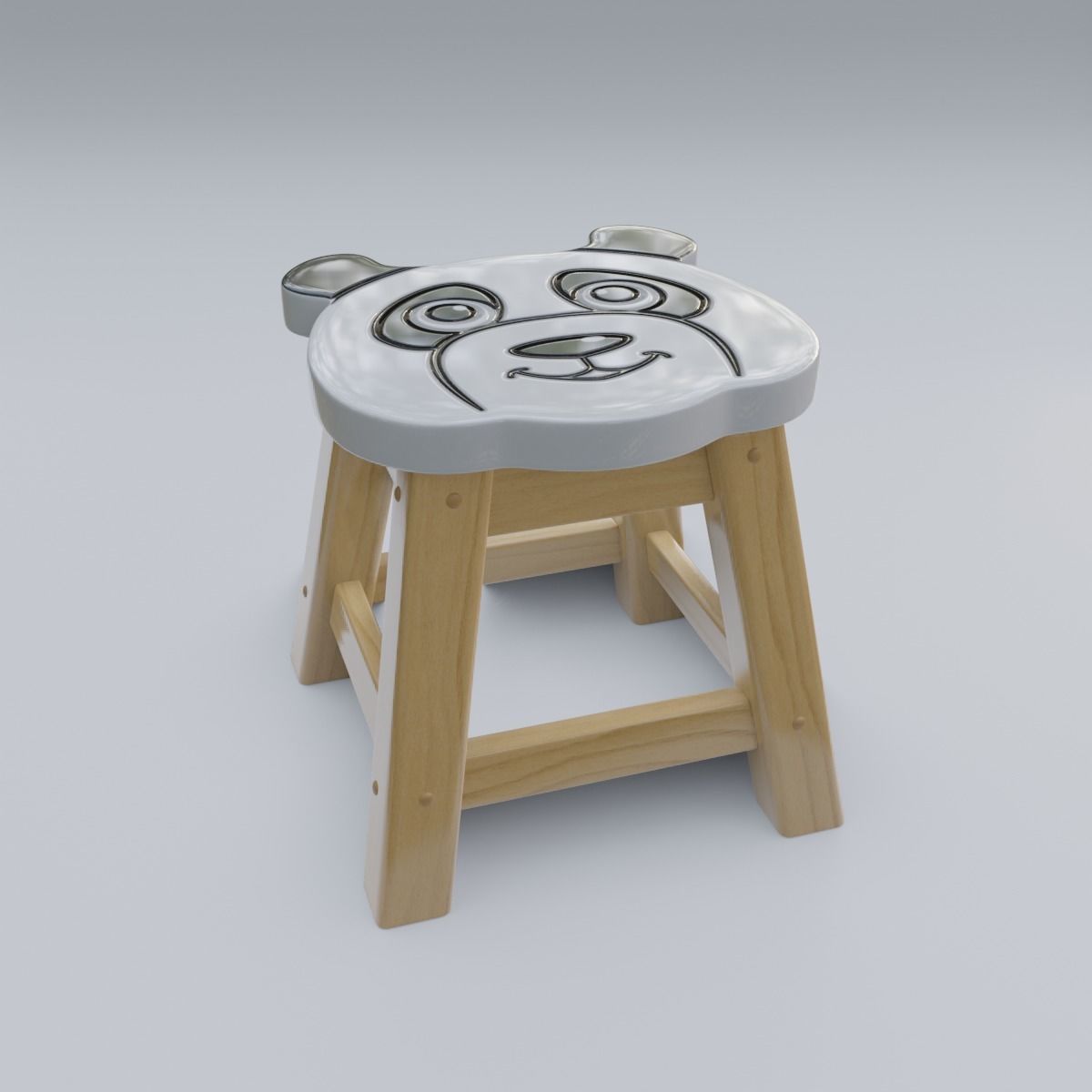 Child Step Stool Panda 3D model_26