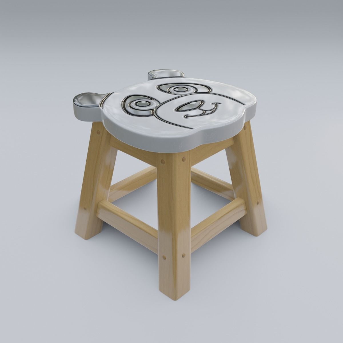 Child Step Stool Panda 3D model_28