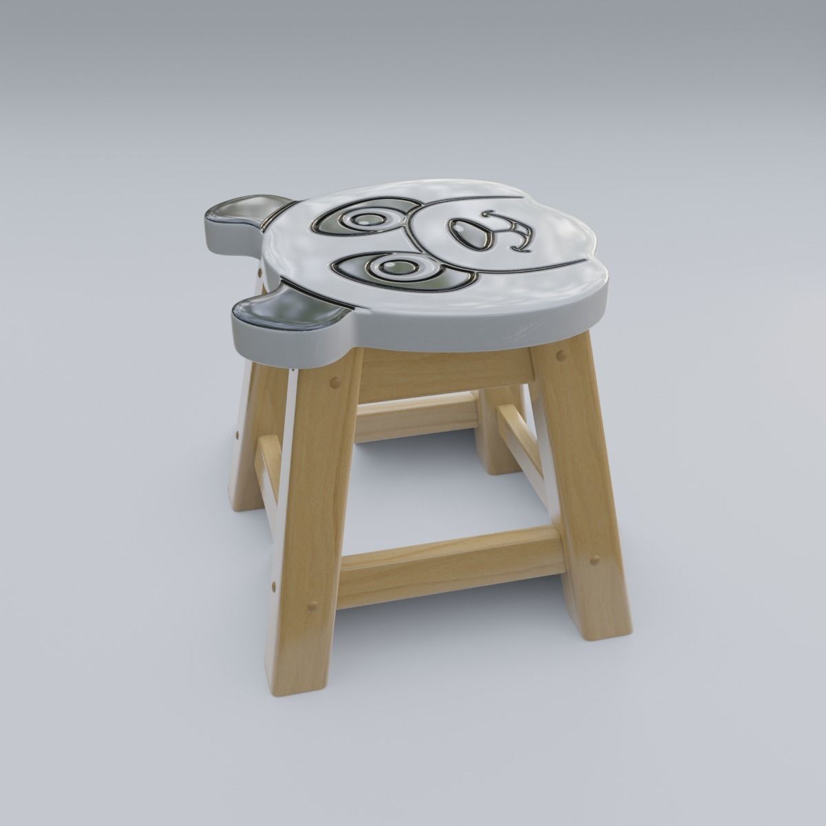 Child Step Stool Panda 3D model_7