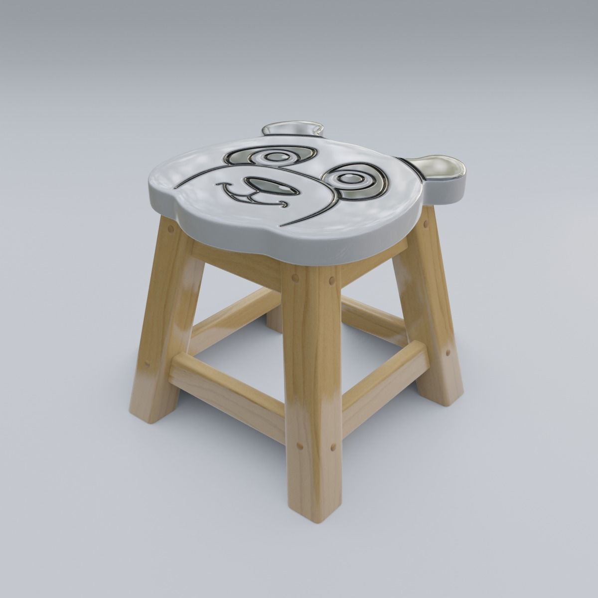 Child Step Stool Panda 3D model_22