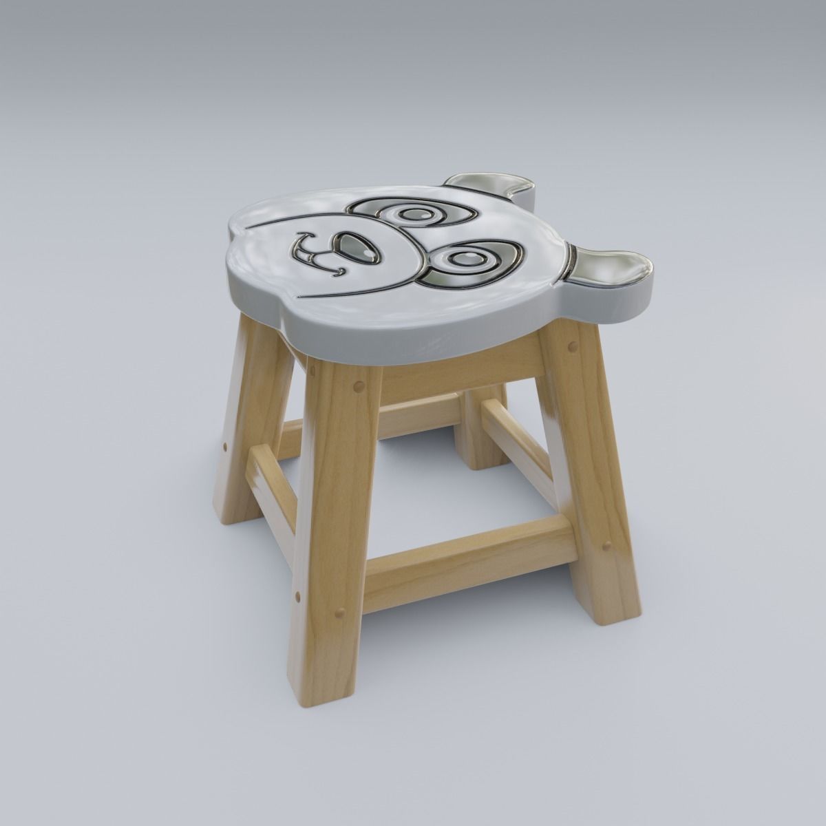 Child Step Stool Panda 3D model_20