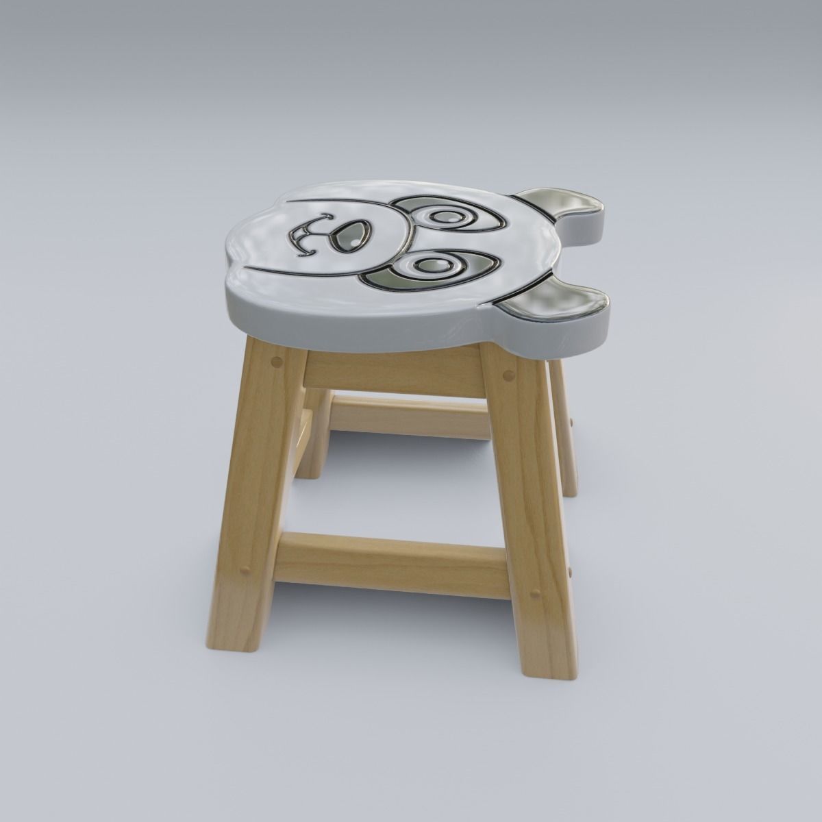 Child Step Stool Panda 3D model_18