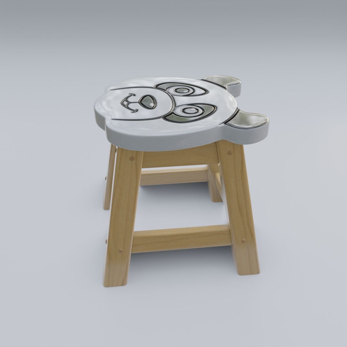 Child Step Stool Panda 3D model_19