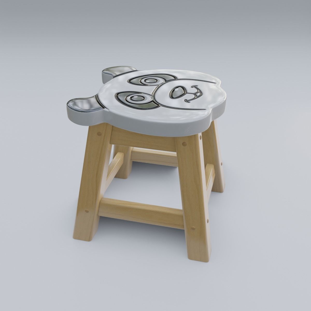 Child Step Stool Panda 3D model_30