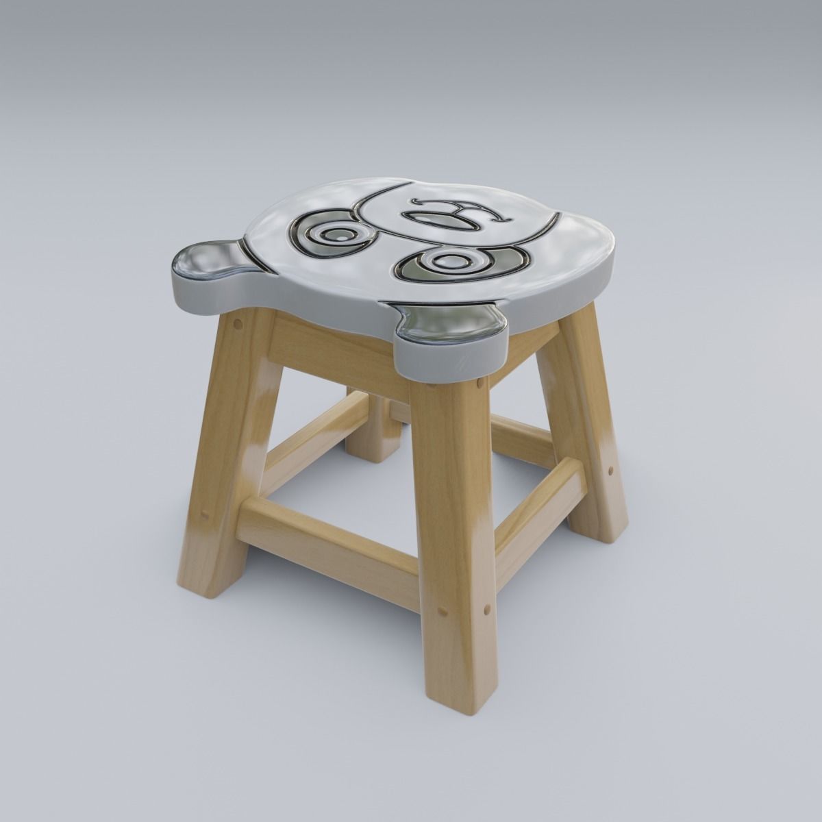 Child Step Stool Panda 3D model_10