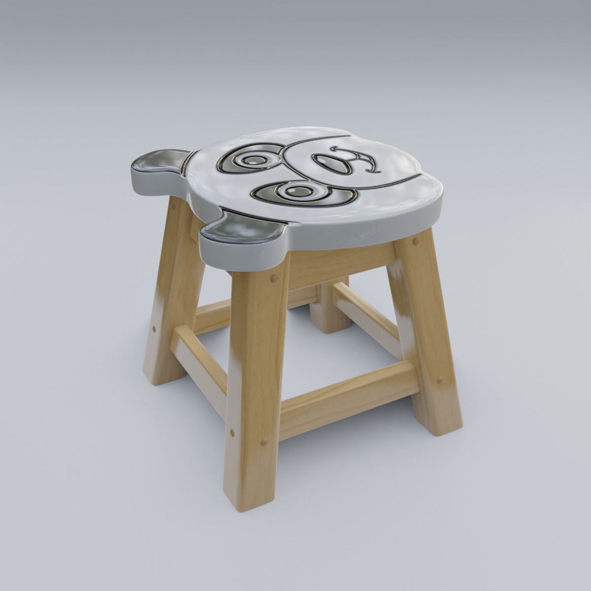 Child Step Stool Panda 3D model_8