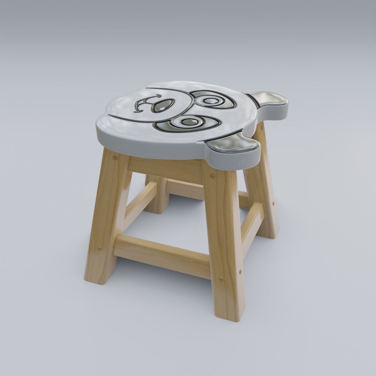 Child Step Stool Panda 3D model_17