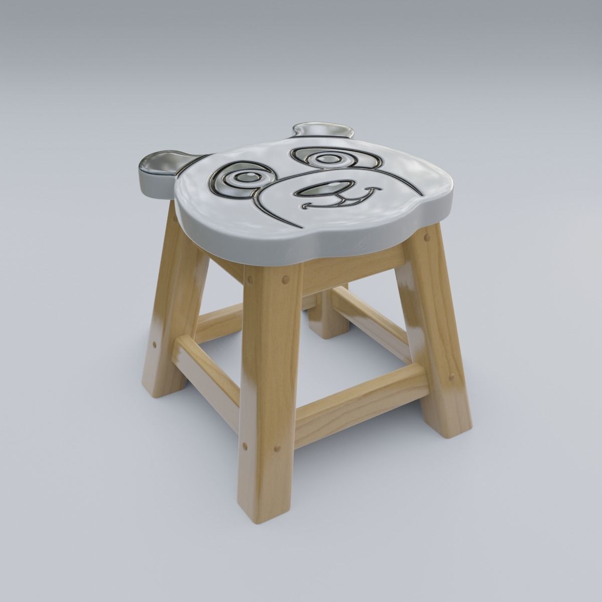 Child Step Stool Panda 3D model_27