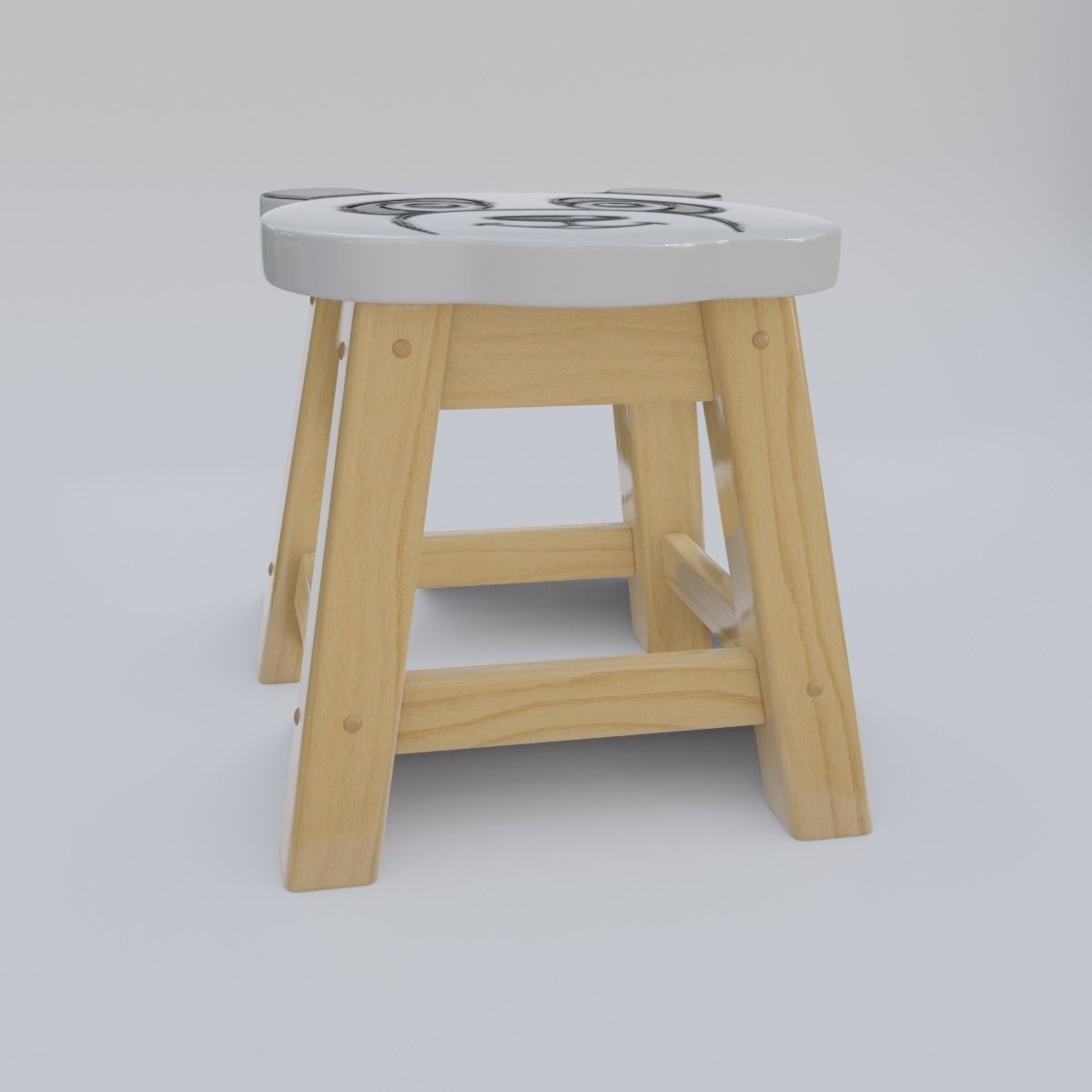 Child Step Stool Panda 3D model_1