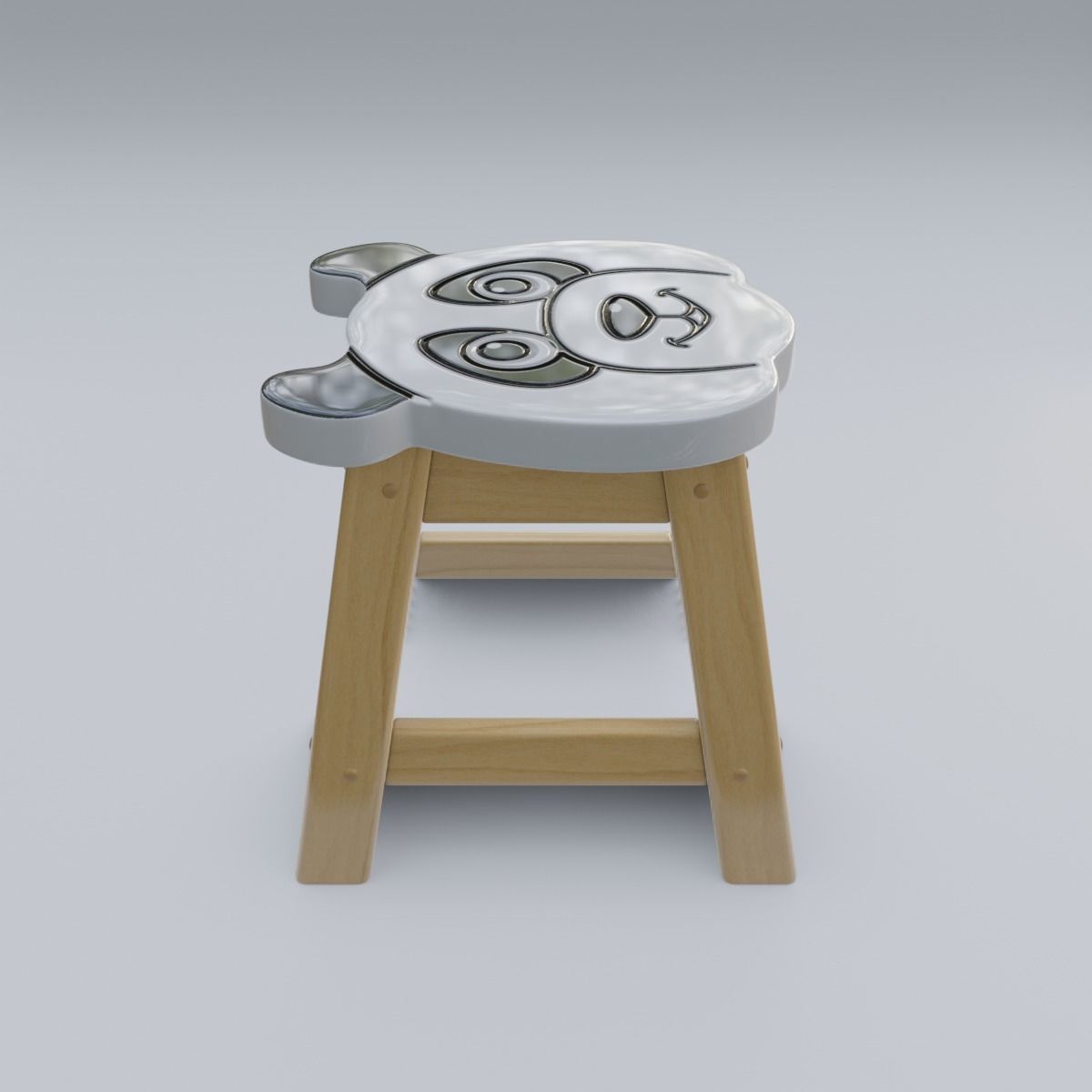 Child Step Stool Panda 3D model_6