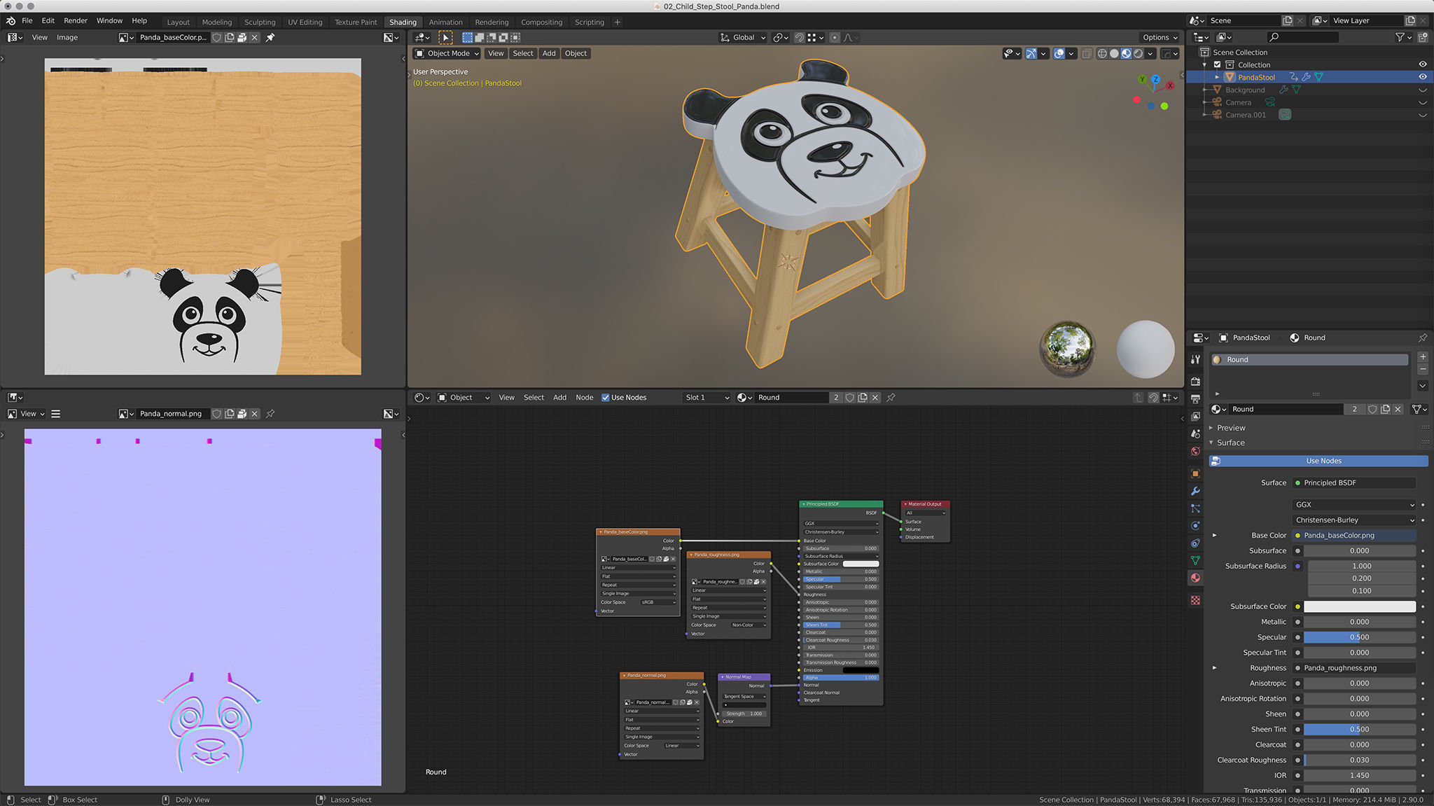 Child Step Stool Panda 3D model_4