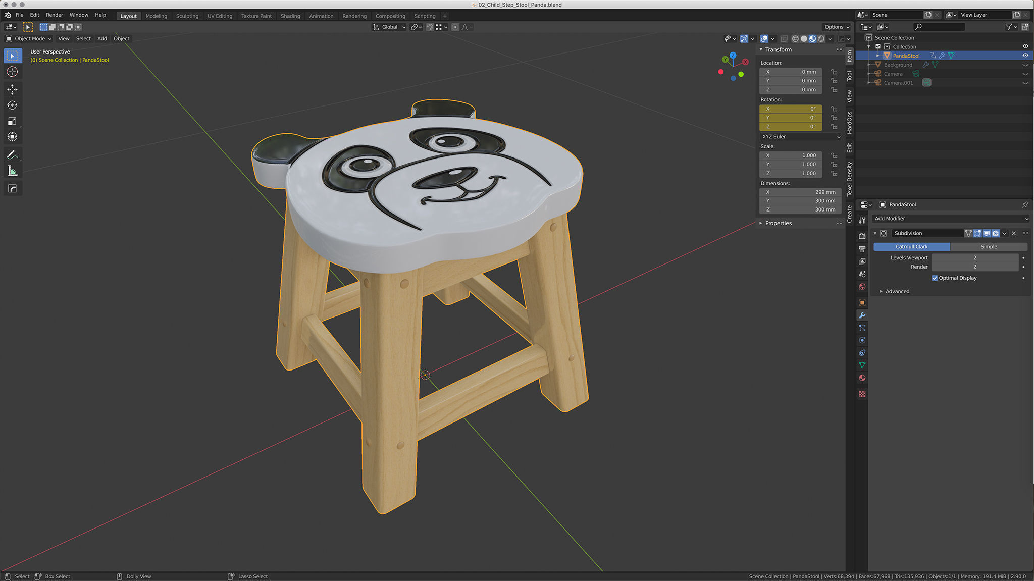 Child Step Stool Panda 3D model_5