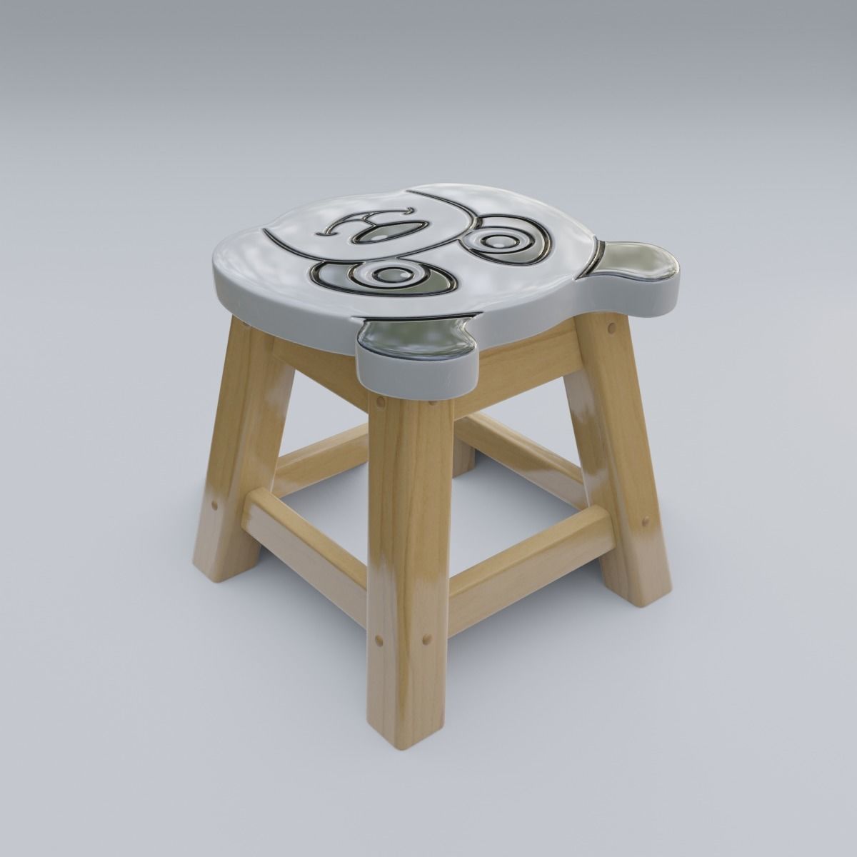 Child Step Stool Panda 3D model_15