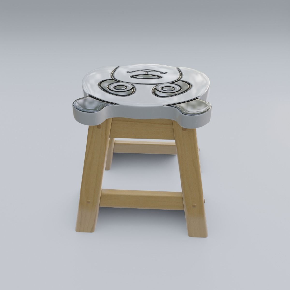 Child Step Stool Panda 3D model_12