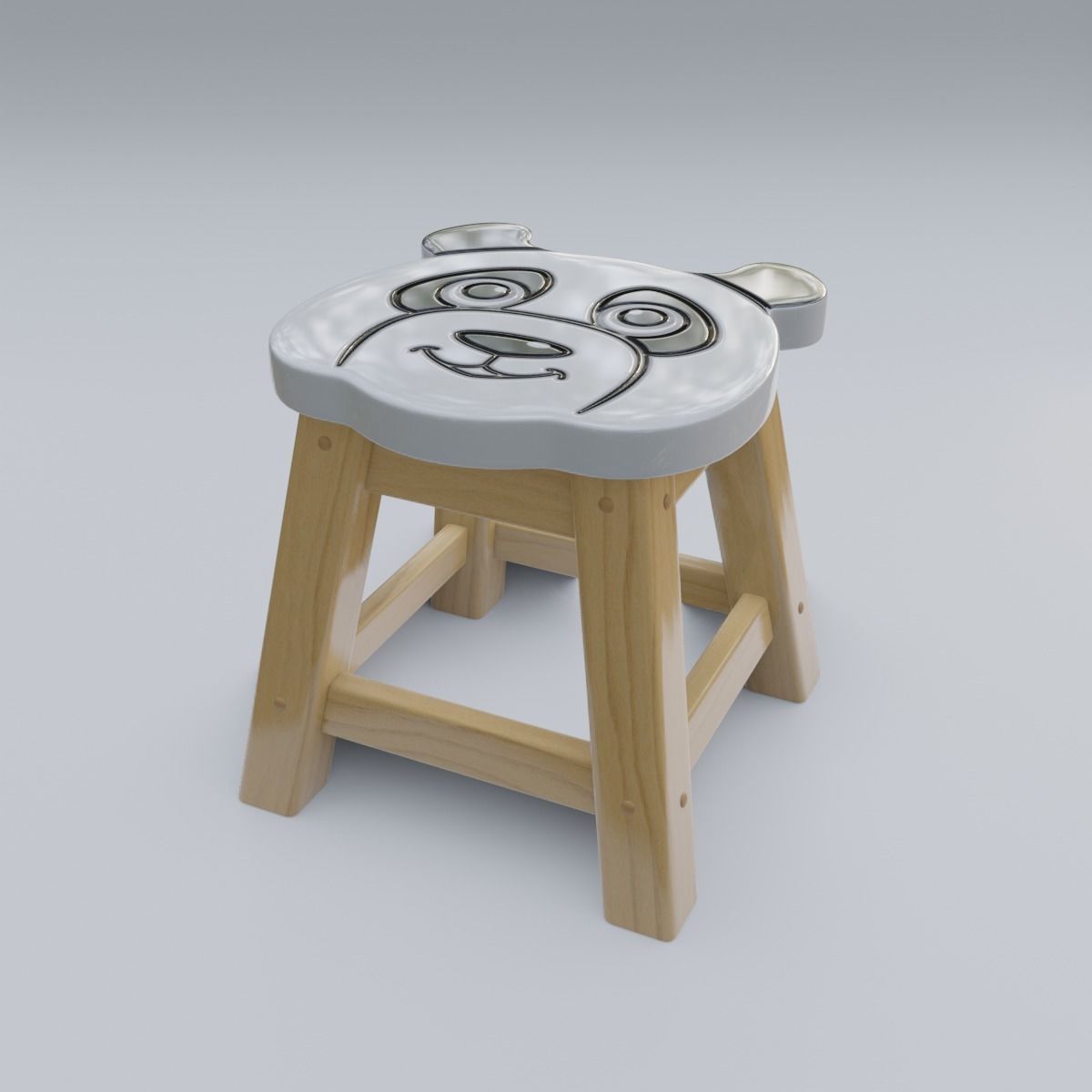 Child Step Stool Panda 3D model_23