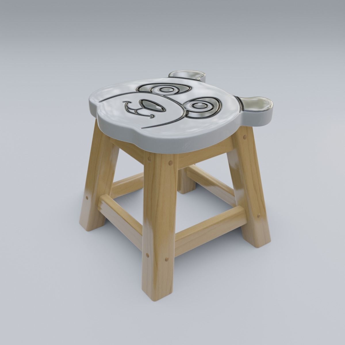 Child Step Stool Panda 3D model_21