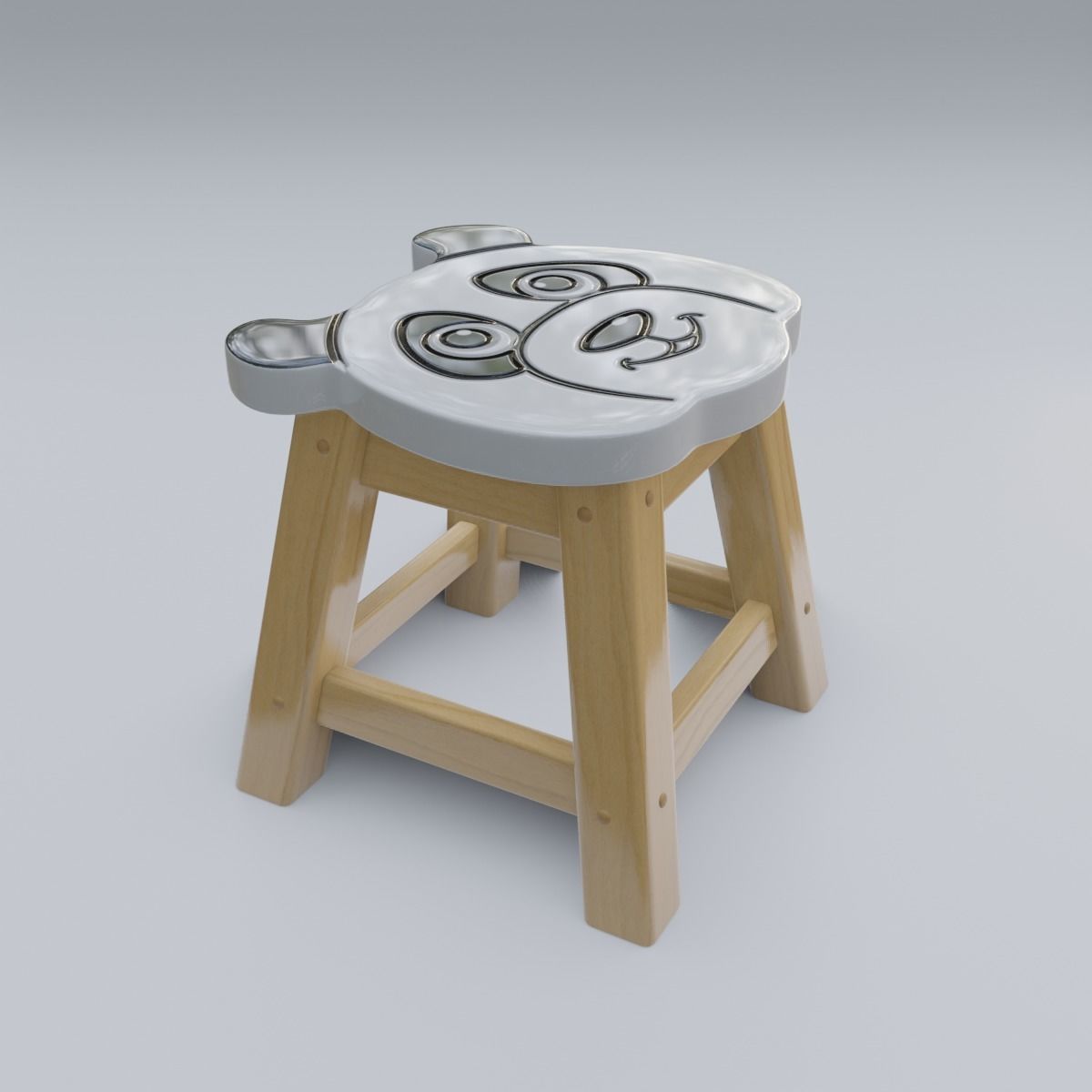 Child Step Stool Panda 3D model_29