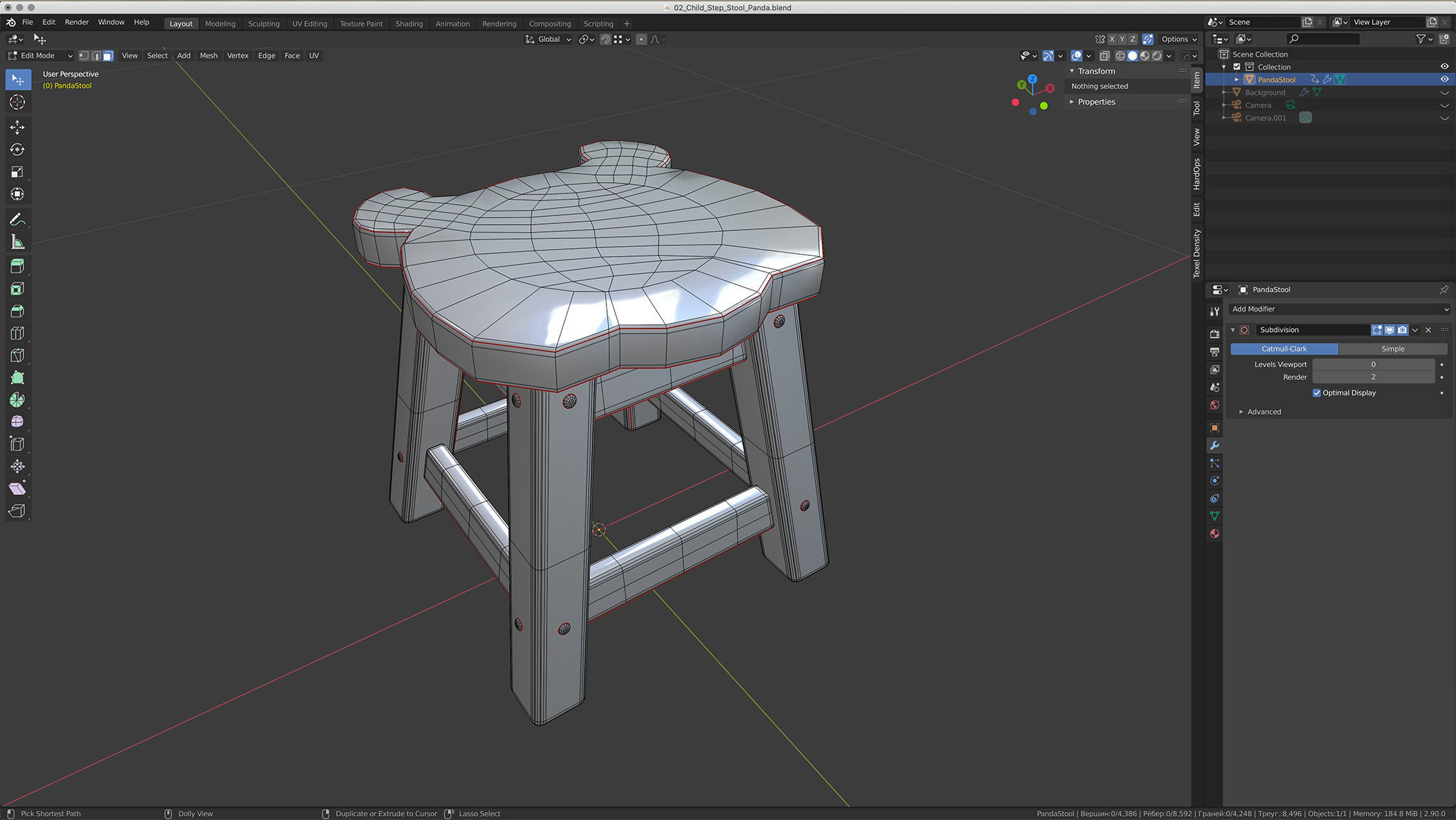 Child Step Stool Panda 3D model_3