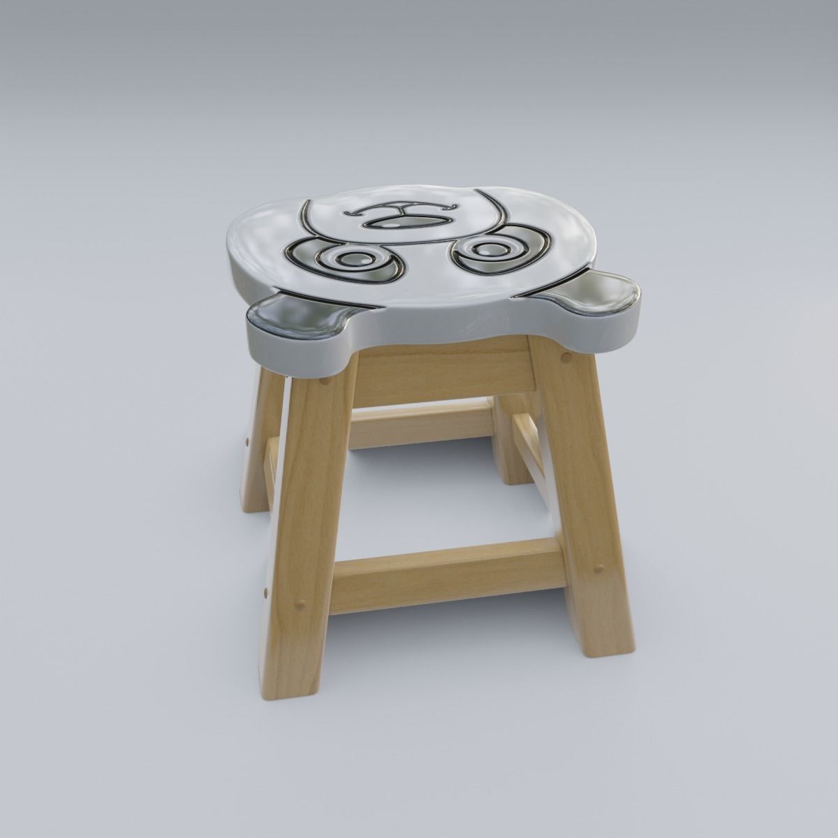 Child Step Stool Panda 3D model_13