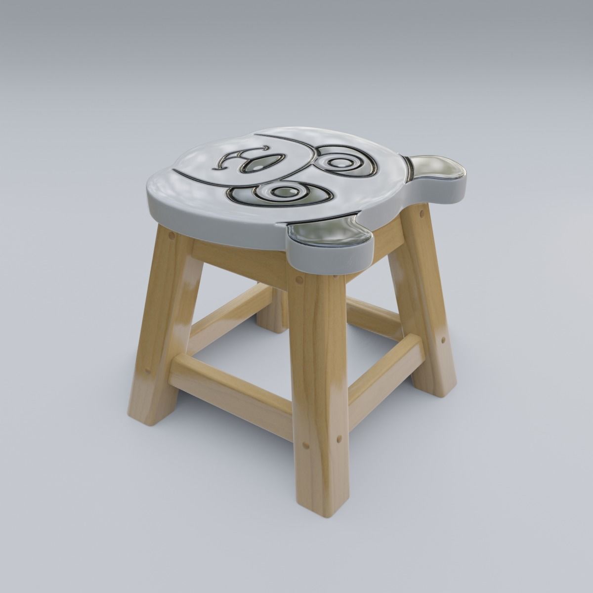 Child Step Stool Panda 3D model_16