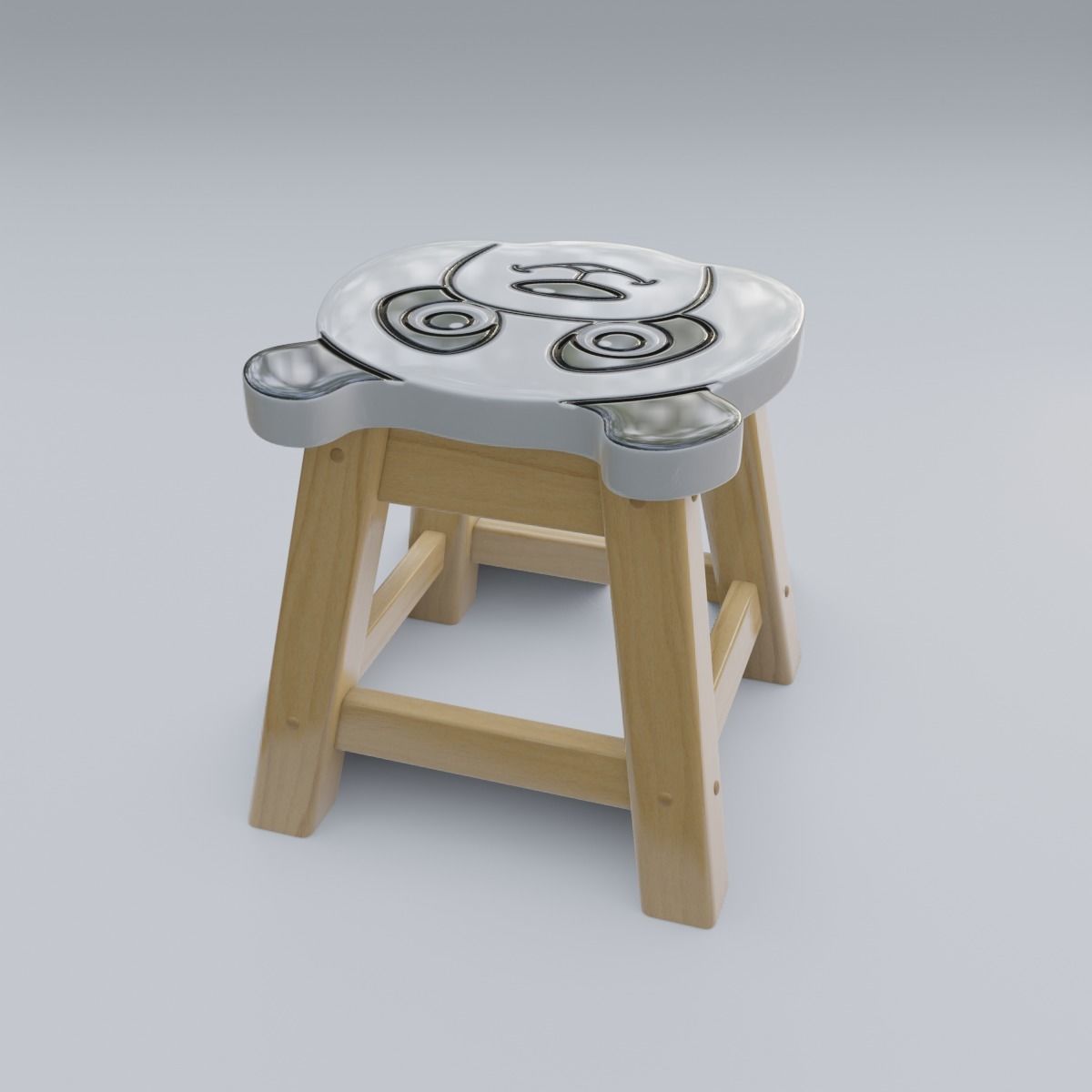 Child Step Stool Panda 3D model_11