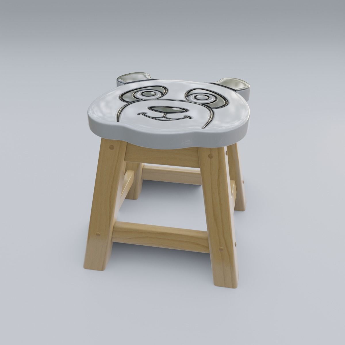 Child Step Stool Panda 3D model_24