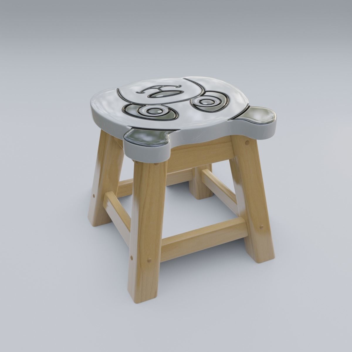 Child Step Stool Panda 3D model_14