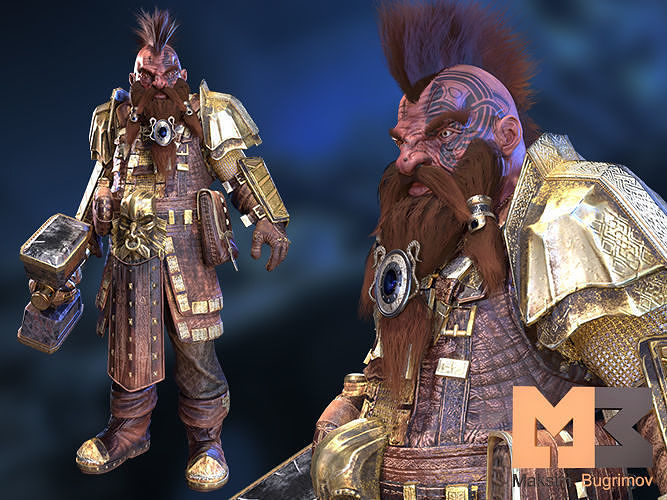 Dwarf Bedvar Low-poly 3D model
