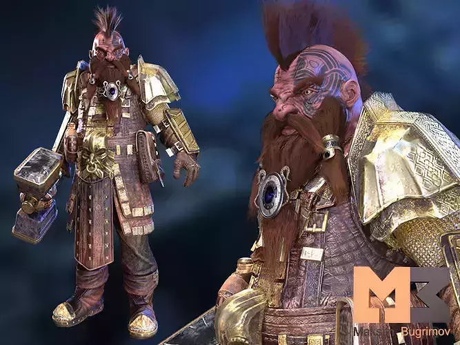 Dwarf Bedvar Low-poly 3D model