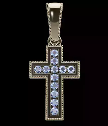 Diamond Cross Pendant  Vintage Dainty Style 